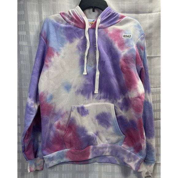 Cult Favorite Women's Good Vibes Tie Dye Multicolor Pull-Over Hoodie Size M - Picture 8 of 15